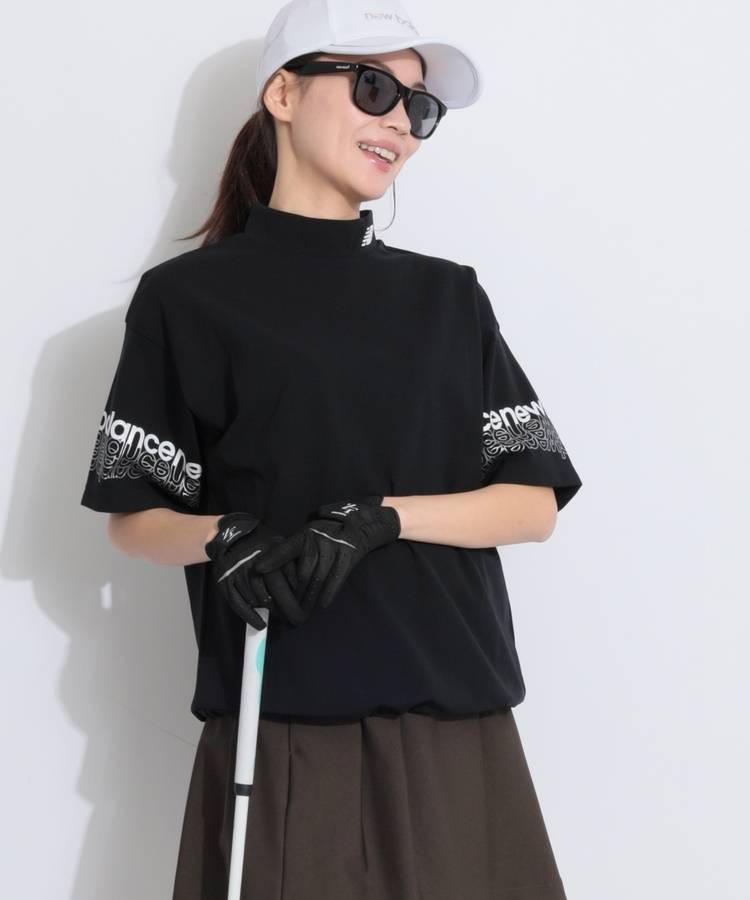 NB 【吸湿速乾】スリーブロゴモックネック半袖カットソー