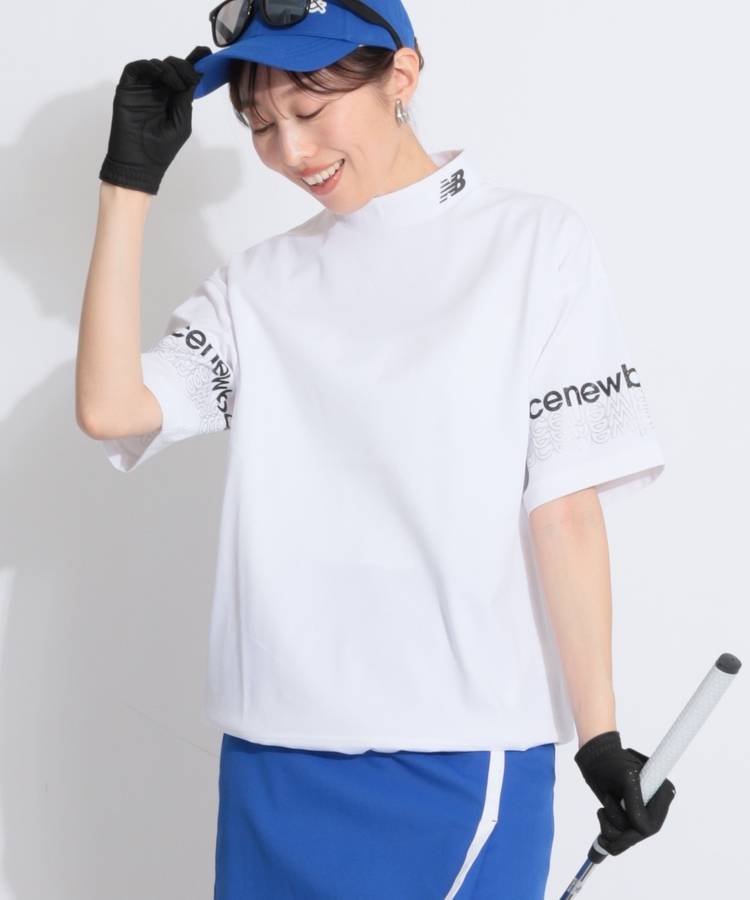 NB 【吸湿速乾】スリーブロゴモックネック半袖カットソー