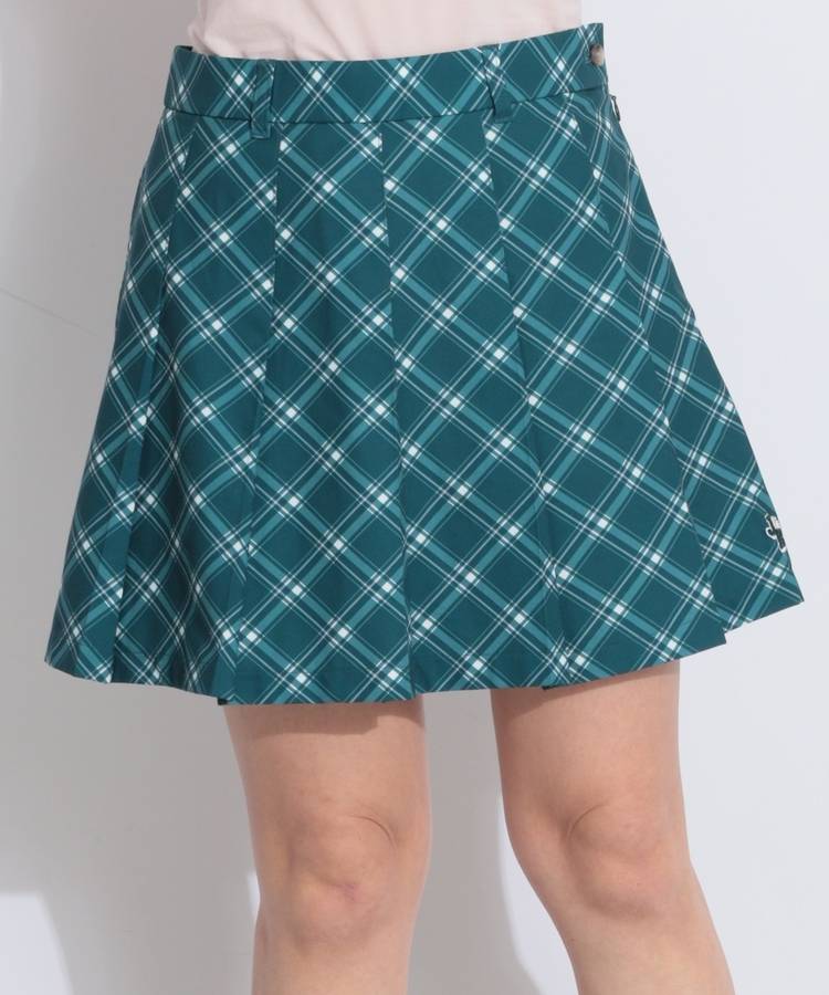 JB 一体型ぺチパンツ付バイアスチェックプリーツスカート