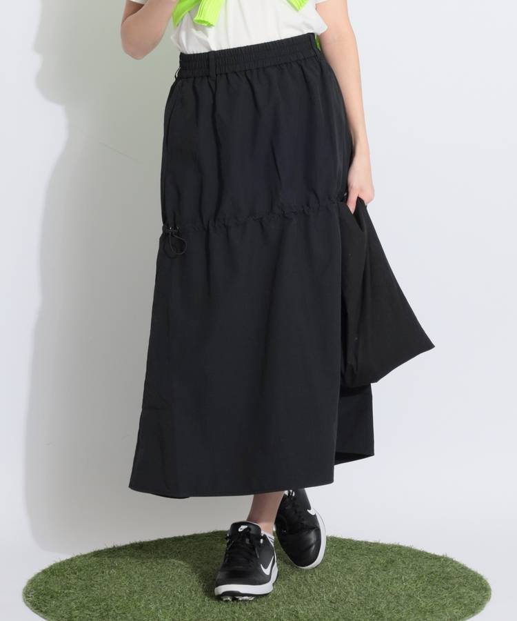 NE ドロスト切替ナイロンロングスカート