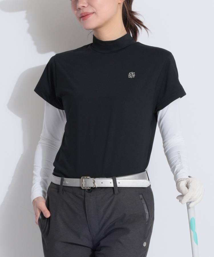 SA 【吸水速乾】バックフリル切替モックネック半袖カットソー