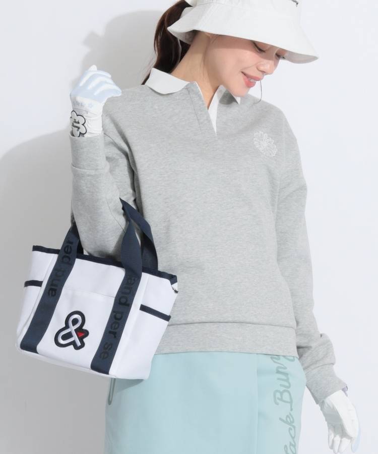 JB バックフラワー柄ダブルフェイス長袖ポロシャツ