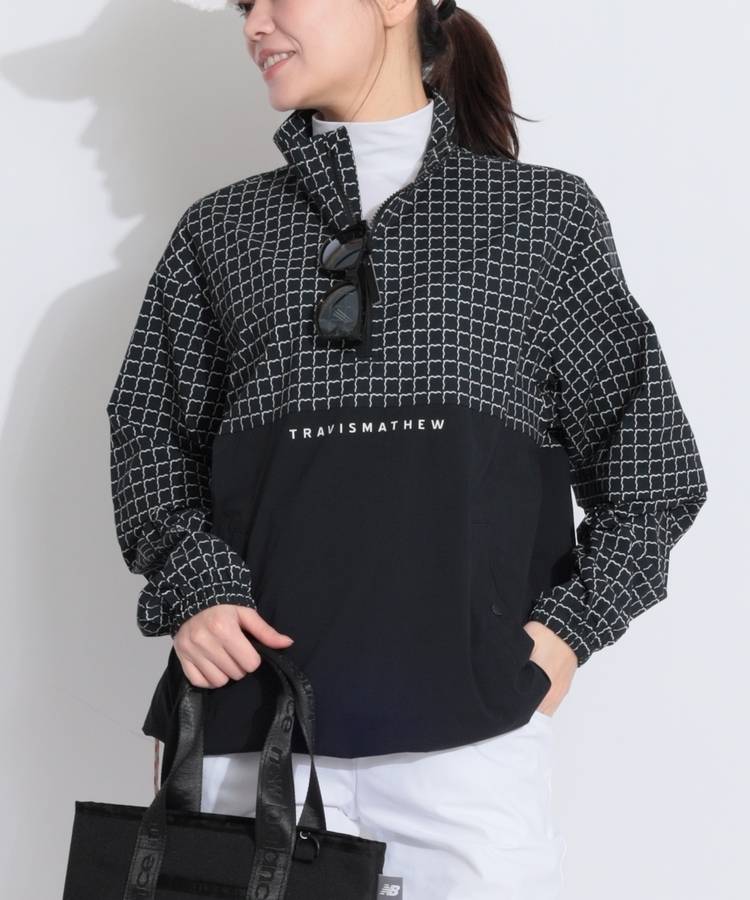 TM グラフィック柄切替ハーフジップジャケット
