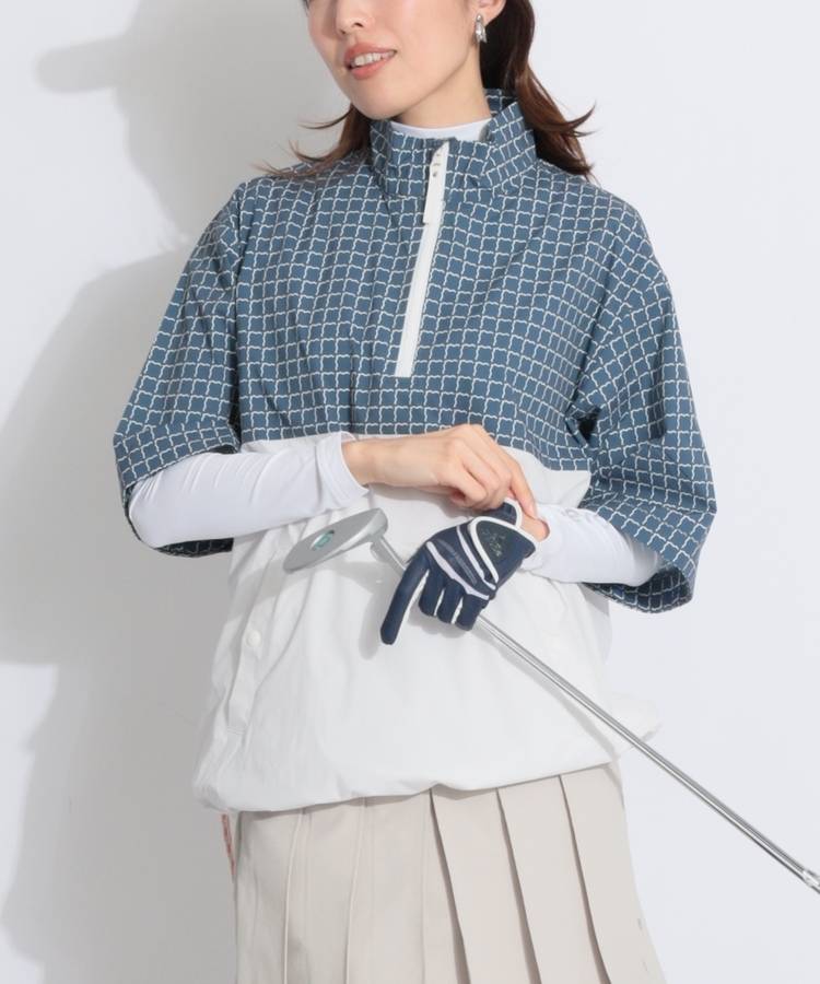 TM グラフィック柄切替ハーフジップジャケット