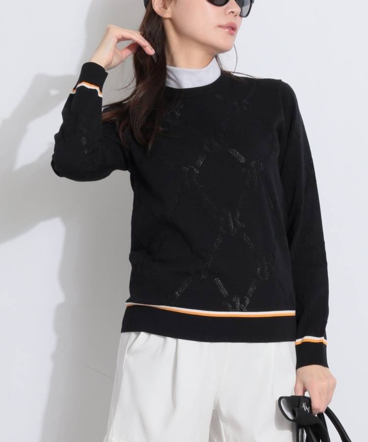 RR メッシュRRロゴクルーネックニット