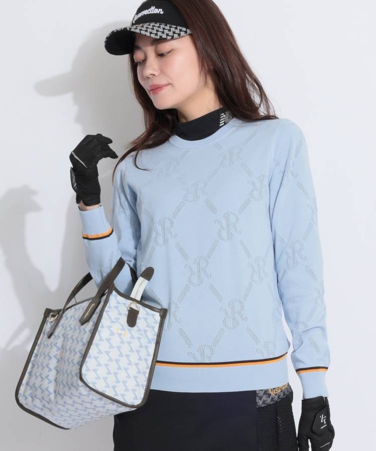 RR メッシュRRロゴクルーネックニット