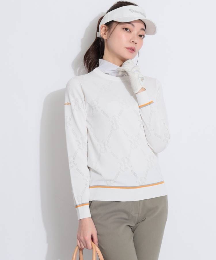 RR メッシュRRロゴクルーネックニット