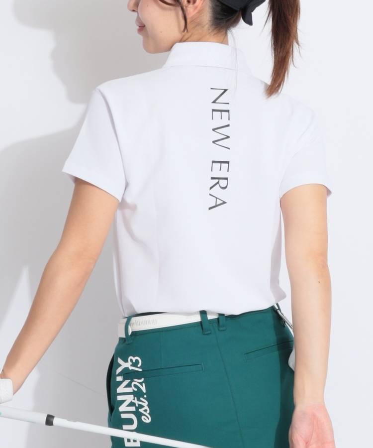 NE 【抗菌UV】バックプリント半袖ポロシャツ(ホワイト)