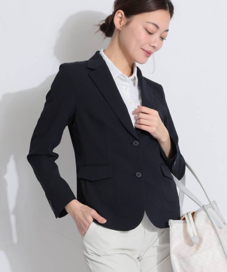 BE 【ストレッチ】シアサッカーテーラードジャケット