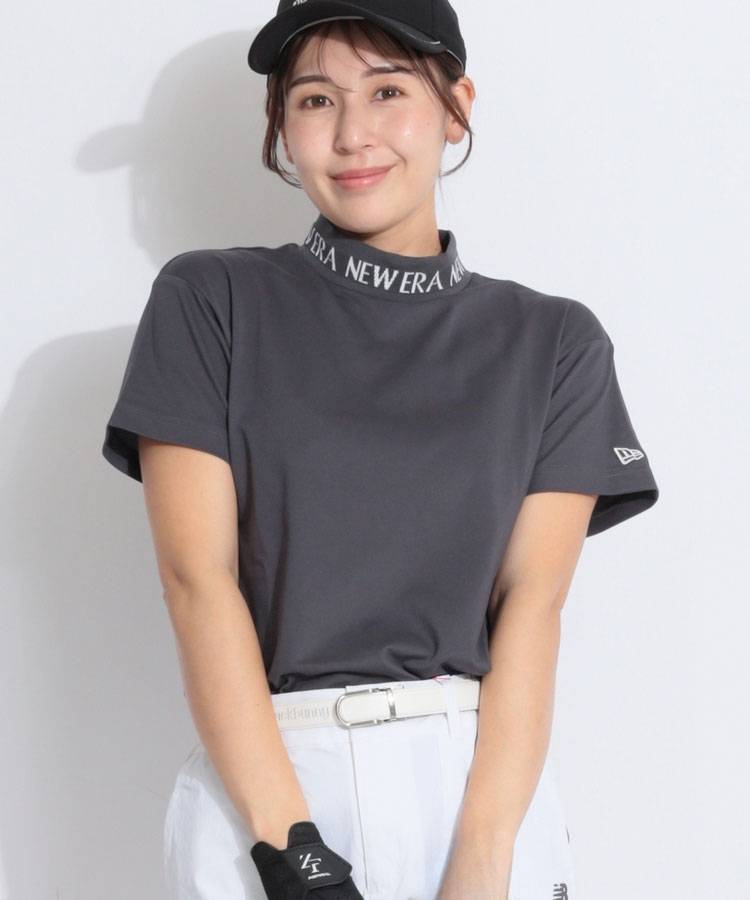 NE 【吸汗速乾UV】ジャガードロゴ半袖カットソー(チャコール)