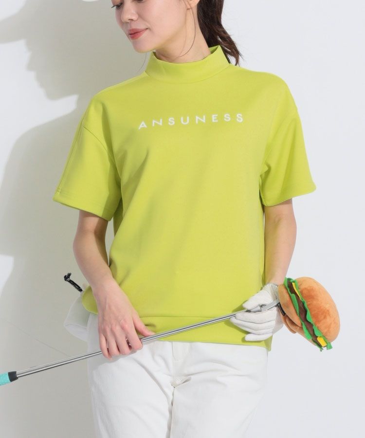 【ストレッチ】モックネック半袖プルオーバー