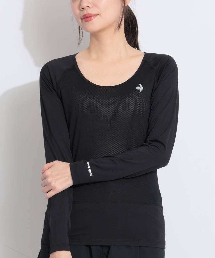 LQ 【接触冷感】ジャージ切替Uネック長袖メッシュインナー