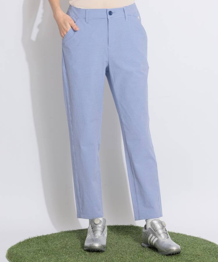 LQ 【遮熱UV】チェック柄アンクルテーパードパンツ