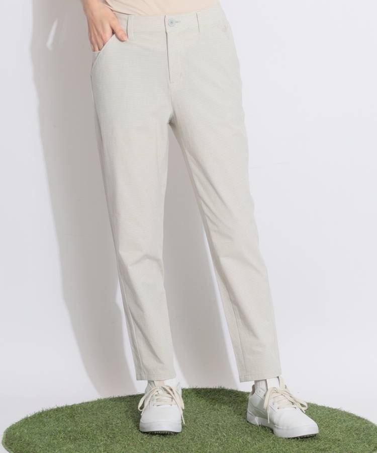 LQ 【遮熱UV】チェック柄アンクルテーパードパンツ