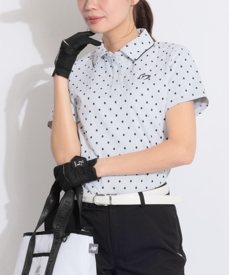 水玉ジャガードロゴ半袖ポロシャツ