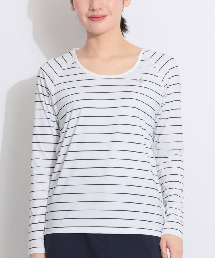 LQ 【遮熱UV】ボーダー柄Uネックジャージ長袖インナー