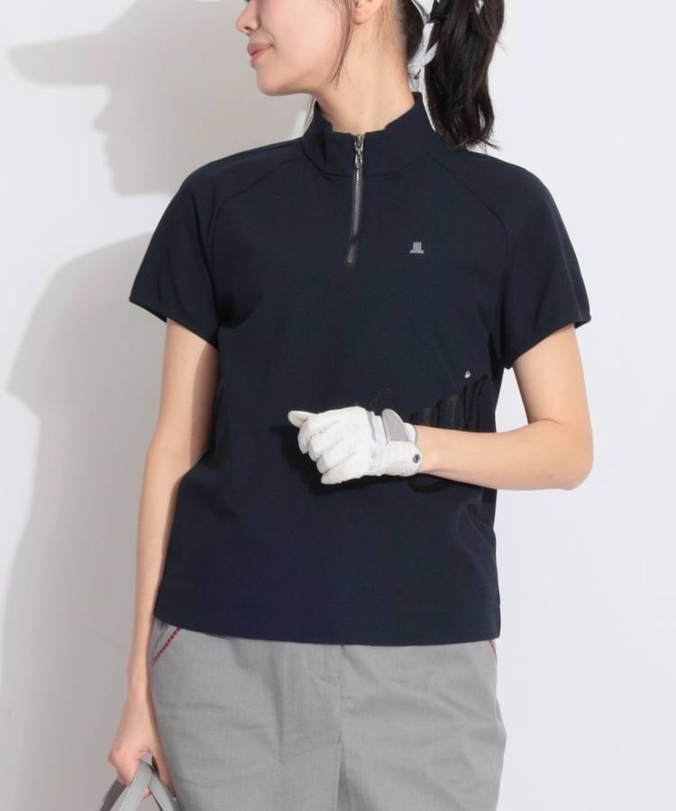 LV 【遮熱UV】ビッグロゴ刺繍ハーフジップ半袖カットソー