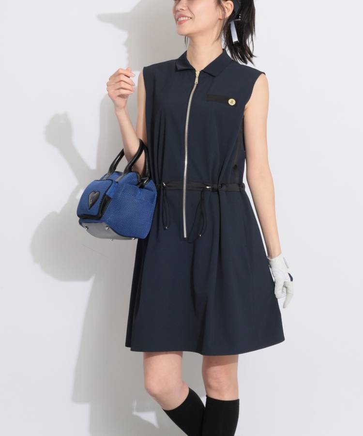 LV 【接触冷感】ドローコード付きノースリーブワンピース