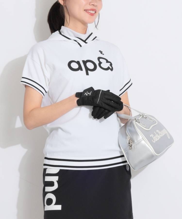 AP 【抗菌防臭】ロゴプリント半袖ニットプルオーバー