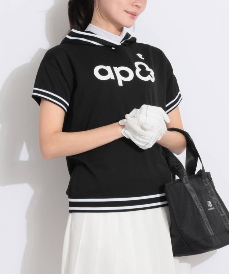 AP 【抗菌防臭】ロゴプリント半袖ニットプルオーバー