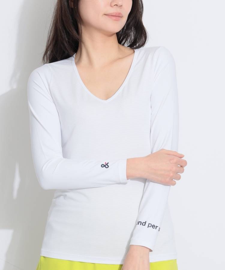 AP 【接触冷感】スリーブロゴVネック長袖インナー