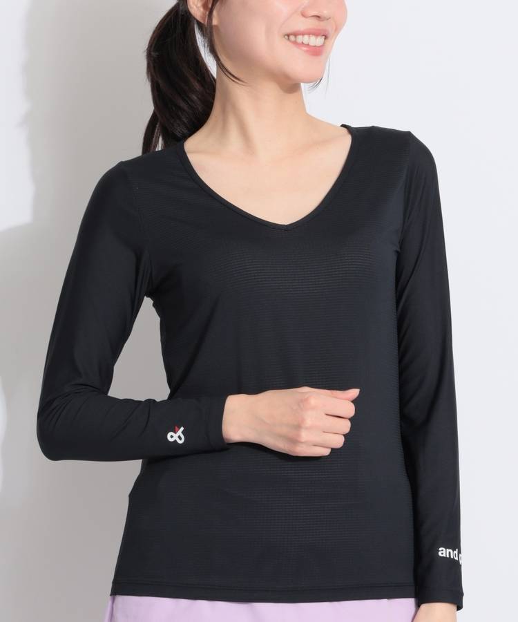 AP 【接触冷感】スリーブロゴVネック長袖インナー