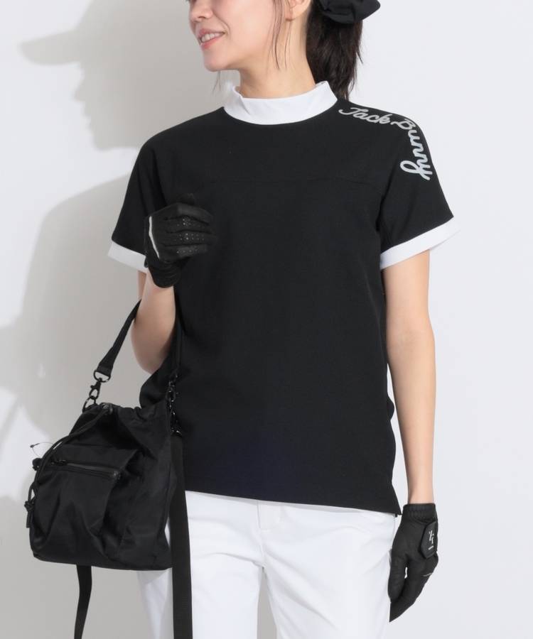 JB 【UV防透け】ドライワッフル半袖モックネックカットソー