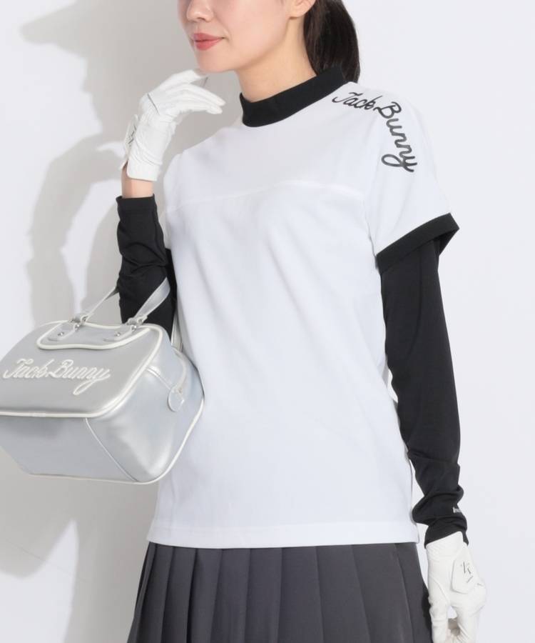 JB 【UV防透け】ドライワッフル半袖モックネックカットソー