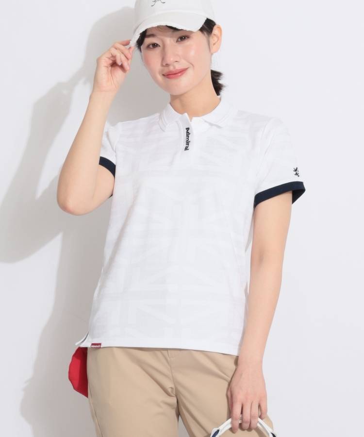 AM 【吸水速乾UV】ジャガードロゴ半袖ポロシャツ