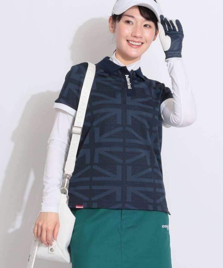 AM 【吸水速乾UV】ジャガードロゴ半袖ポロシャツ