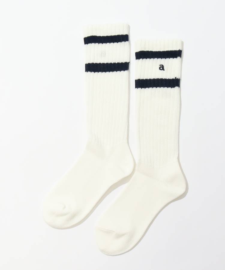 AR バイカラーボーダー柄ミドルソックス