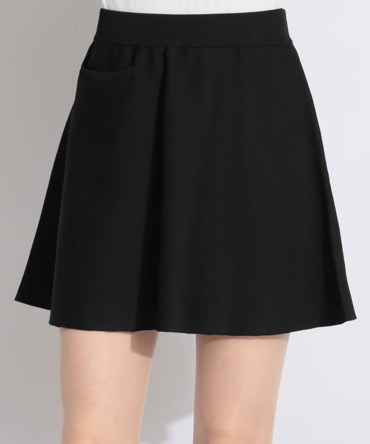 AP 【ストレッチ】バックロゴラインフレアニットスカート