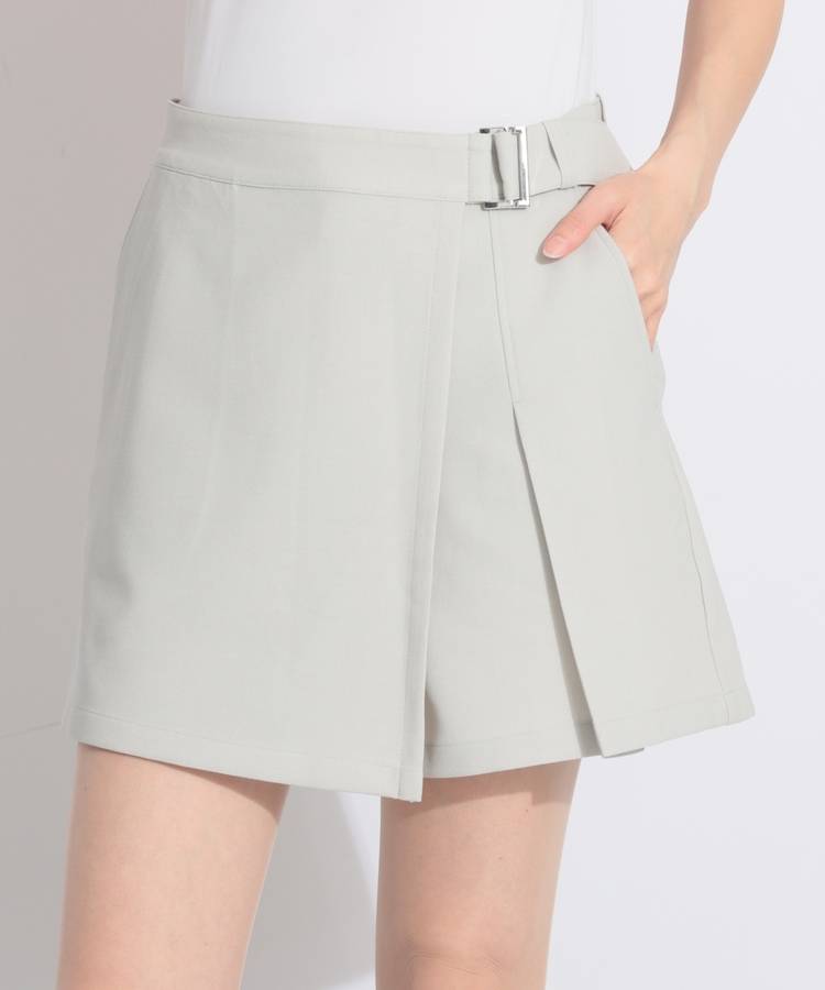 BE 【速乾ストレッチ】ベルト風ラップキュロット