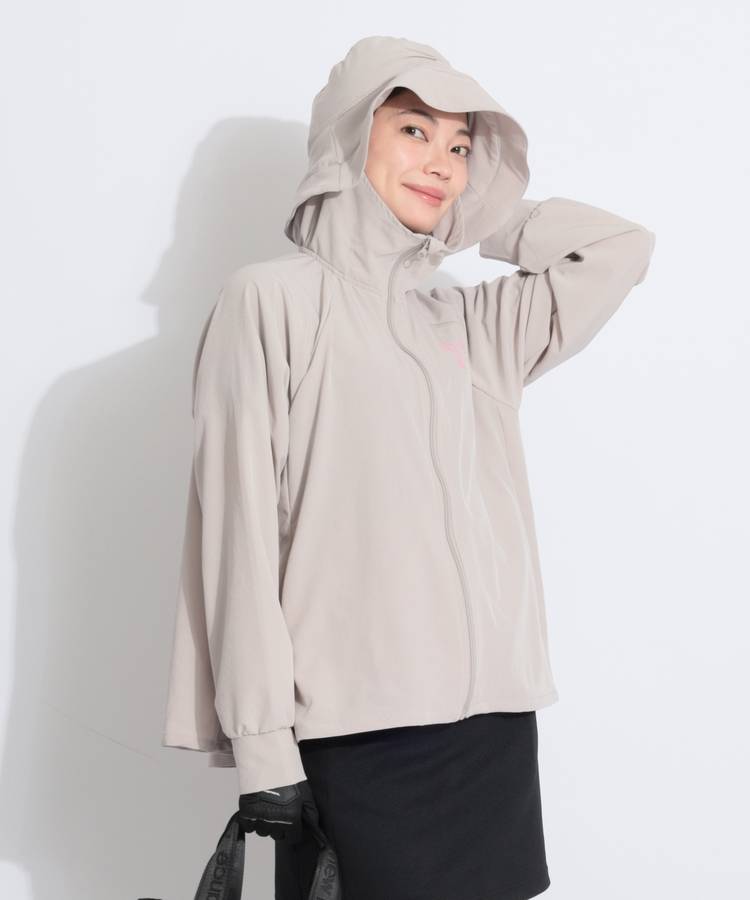MF 【UV】バケットハット一体型フルジップフレアパーカー