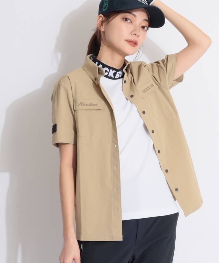 DC ロゴ刺繍リラクシーナイロン半袖シャツ