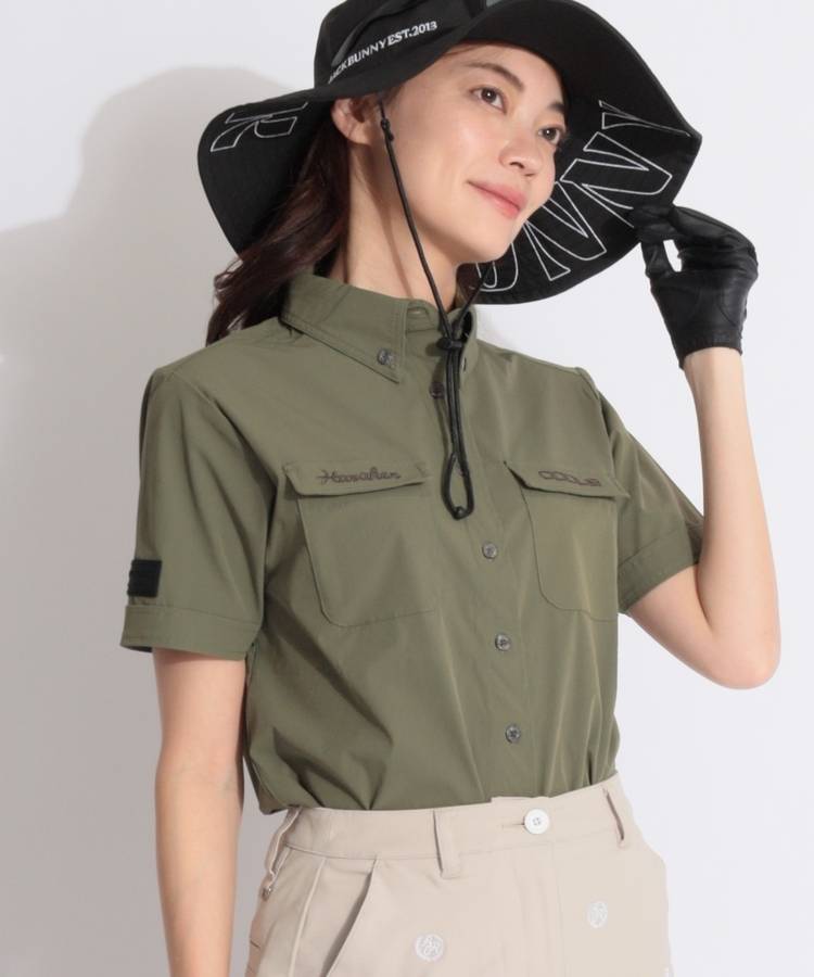 DC ロゴ刺繍リラクシーナイロン半袖シャツ