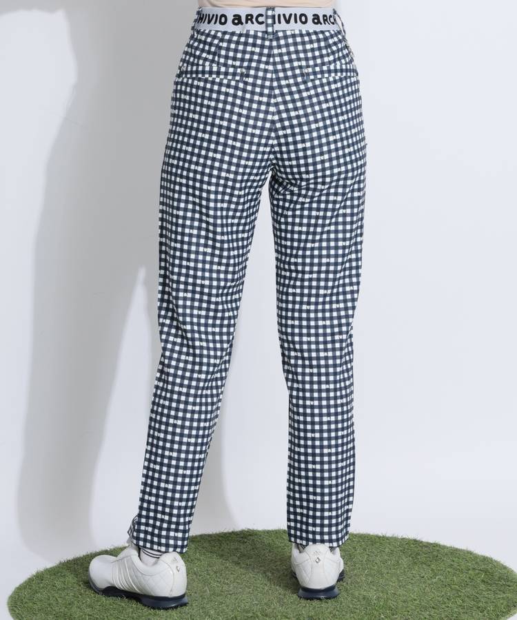 AR 【接触冷感UV】バックウエストロゴギンガムチェックパンツ