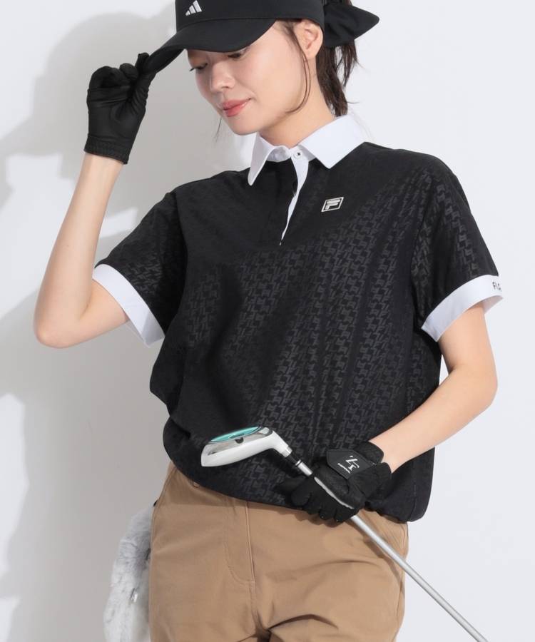 FG 【吸汗速乾UV】ジャガードロゴワイド半袖ポロシャツ