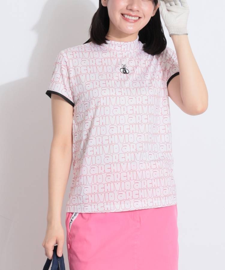 AR 【吸水速乾UV】総ロゴモックネックカットソー