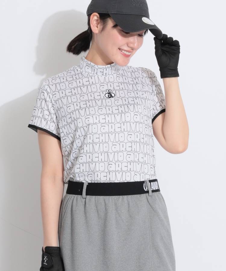 AR 【吸水速乾UV】総ロゴモックネックカットソー