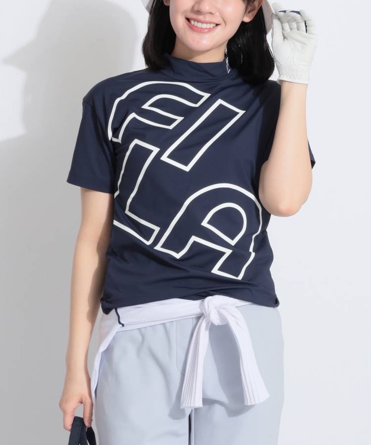 FG 【接触冷感】ビッグロゴプリント半袖モックネックカットソー