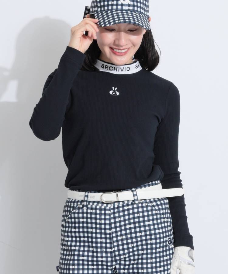 AR バックリボン長袖リブカットソー