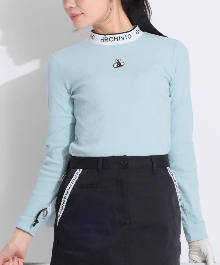 AR バックリボン長袖リブカットソー