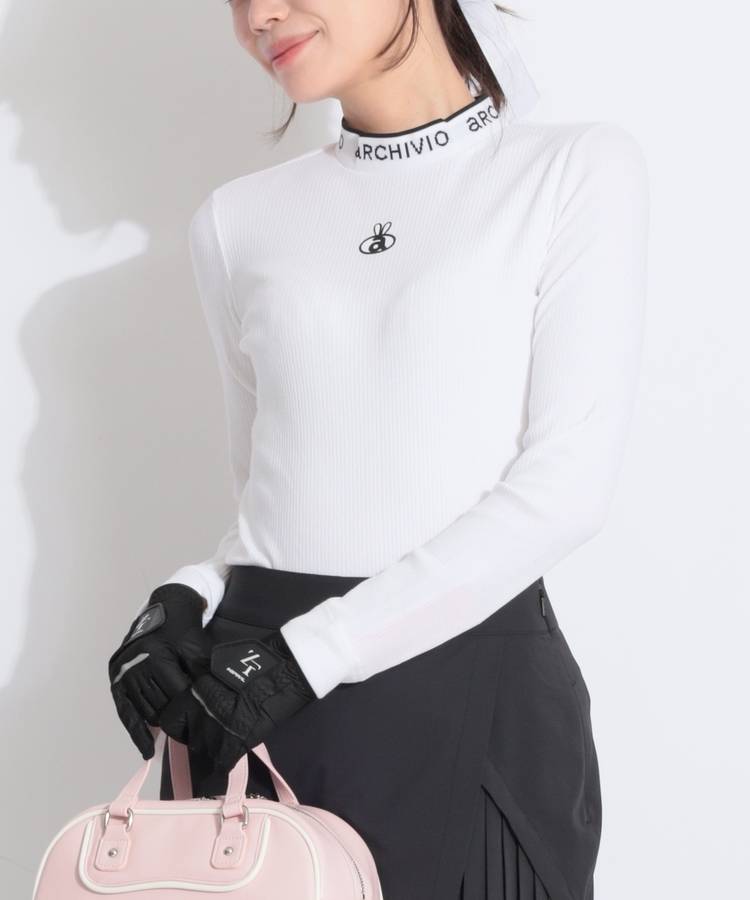 AR バックリボン長袖リブカットソー