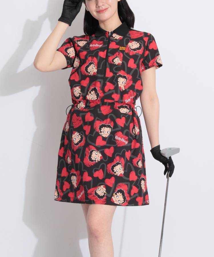 LM 【BettyBoop】【接触冷感】ベティちゃん半袖ポロワンピース