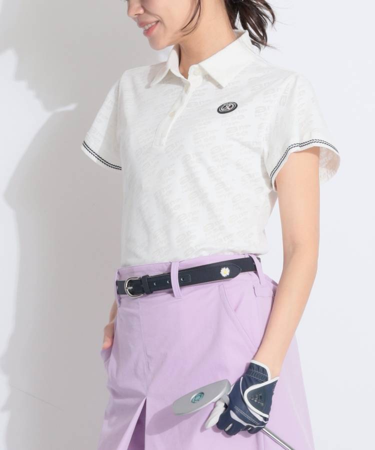 AP 【遮熱速乾】ジャガードロゴフレアスリーブ半袖ポロシャツ