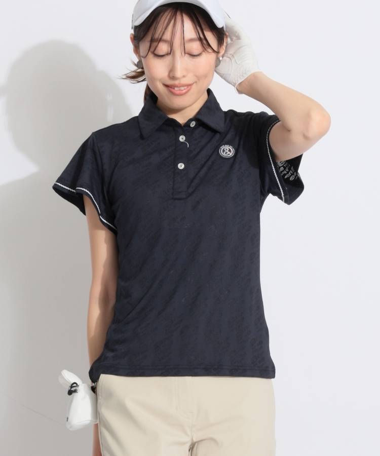 AP 【遮熱速乾】ジャガードロゴフレアスリーブ半袖ポロシャツ