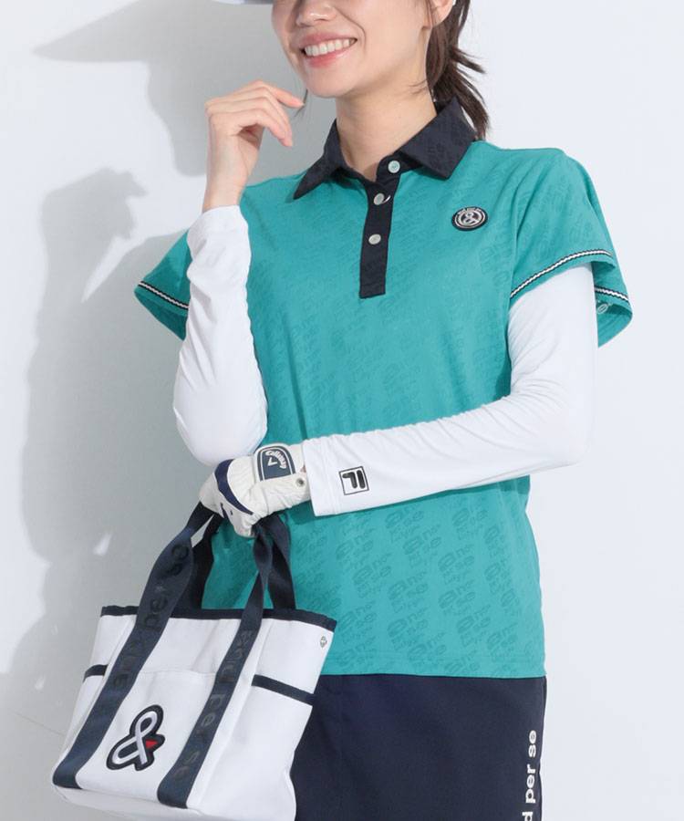 AP 【遮熱速乾】ジャガードロゴフレアスリーブ半袖ポロシャツ