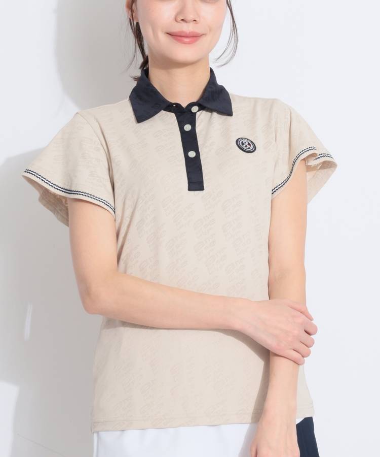 AP 【遮熱速乾】ジャガードロゴフレアスリーブ半袖ポロシャツ