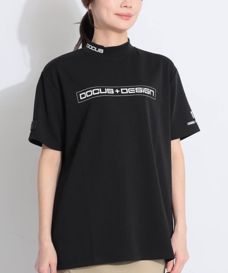 DC スクエアロゴプリントモックネック半袖カットソー